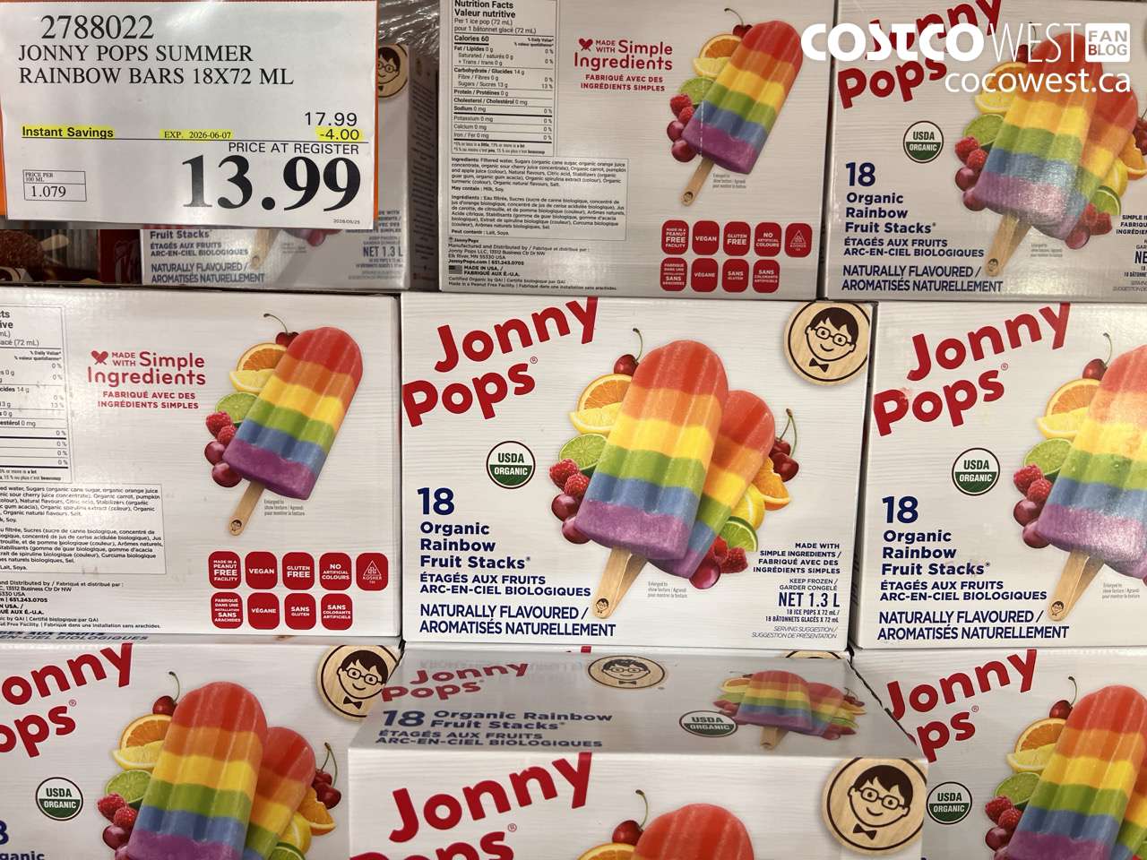 2788022 JONNY POPS SUMMER RAINBOW BARS 18X72 ML ($4.00 INSTANT SAVINGS EXPIRES ON 2026-06-07) $13.99