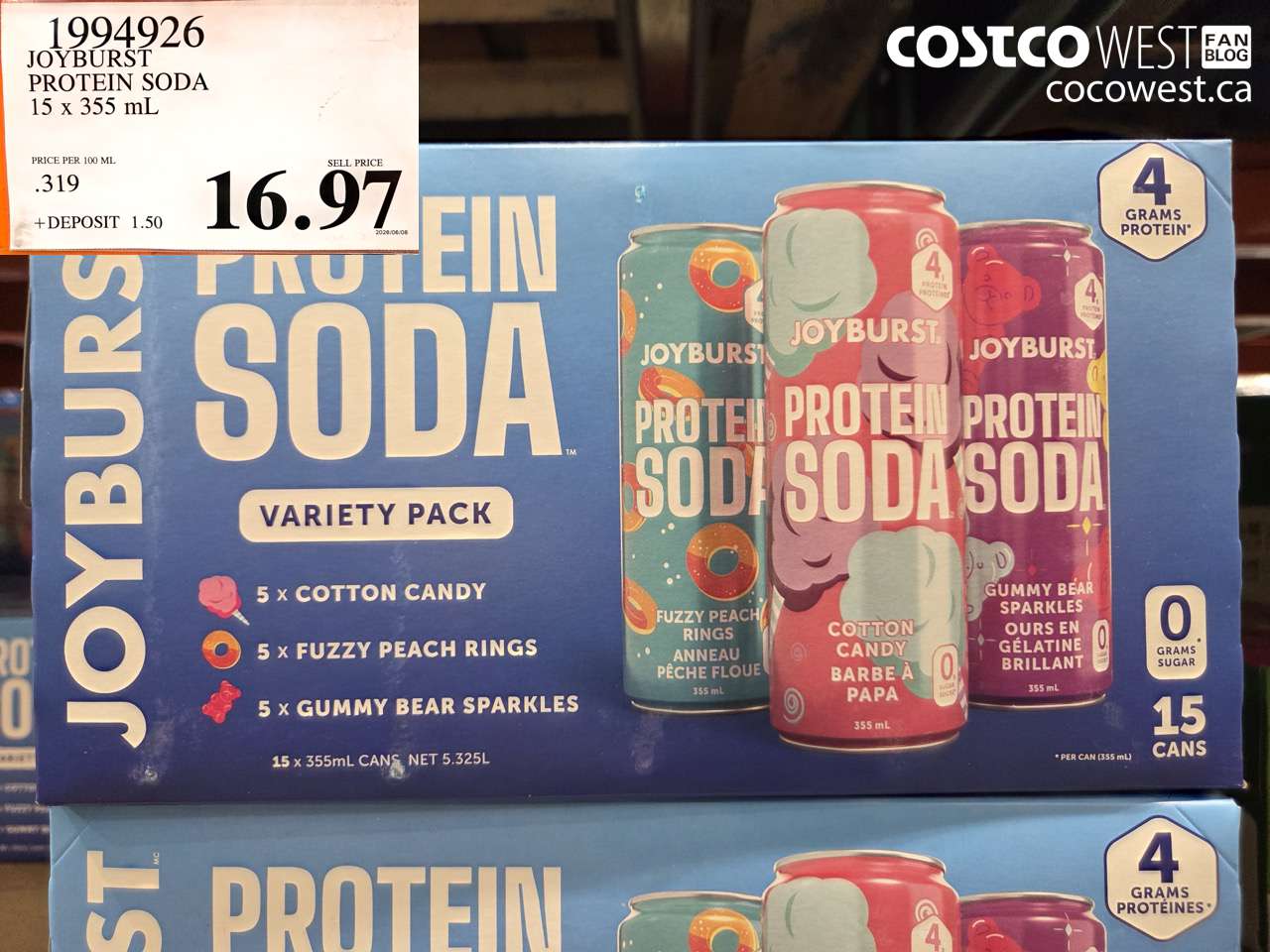 1994926 JOYBURST PROTEIN SODA 15 X 355 ML $16.97