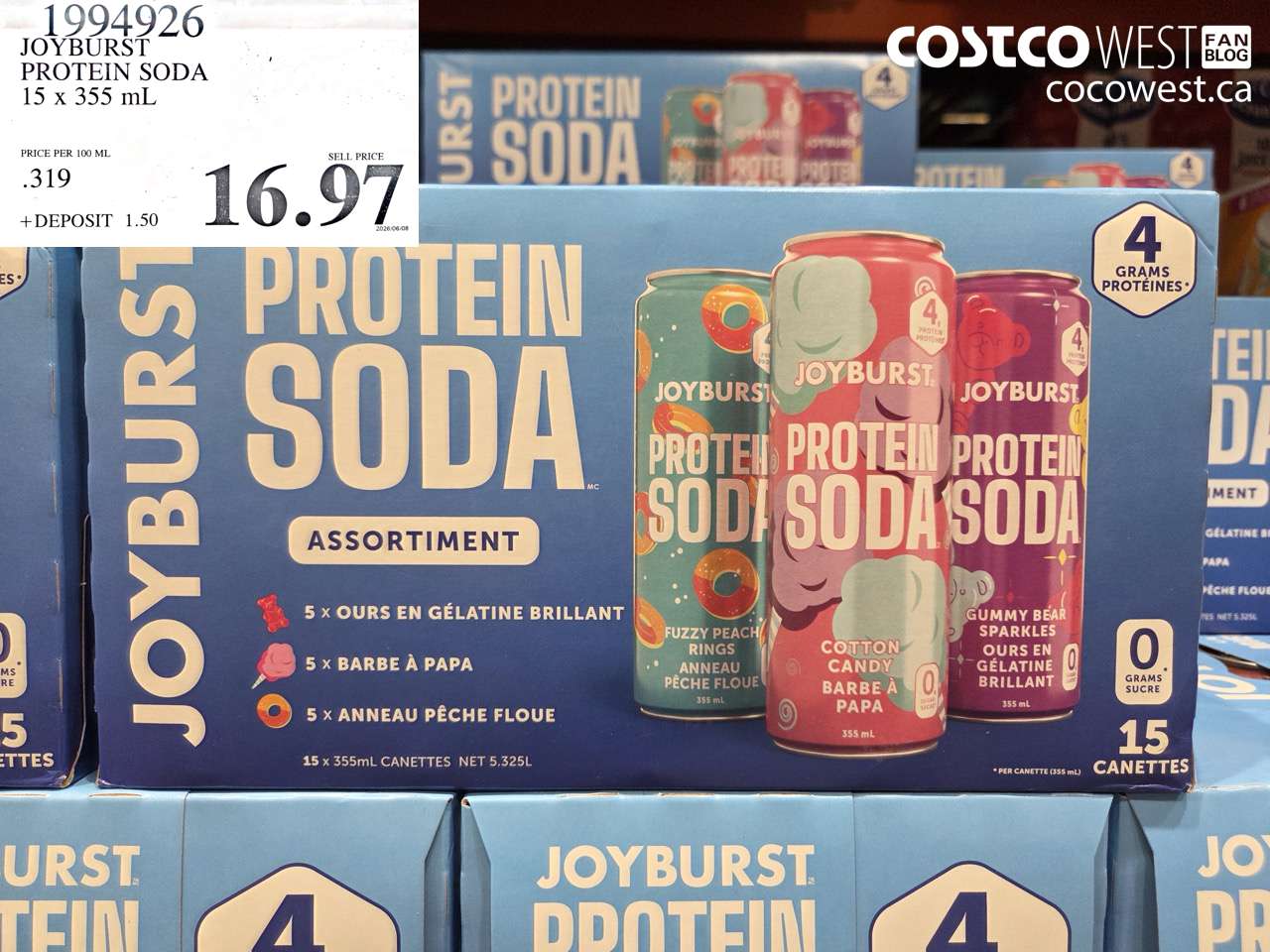 1994926 JOYBURST PROTEIN SODA 15 X 355 ML $16.97