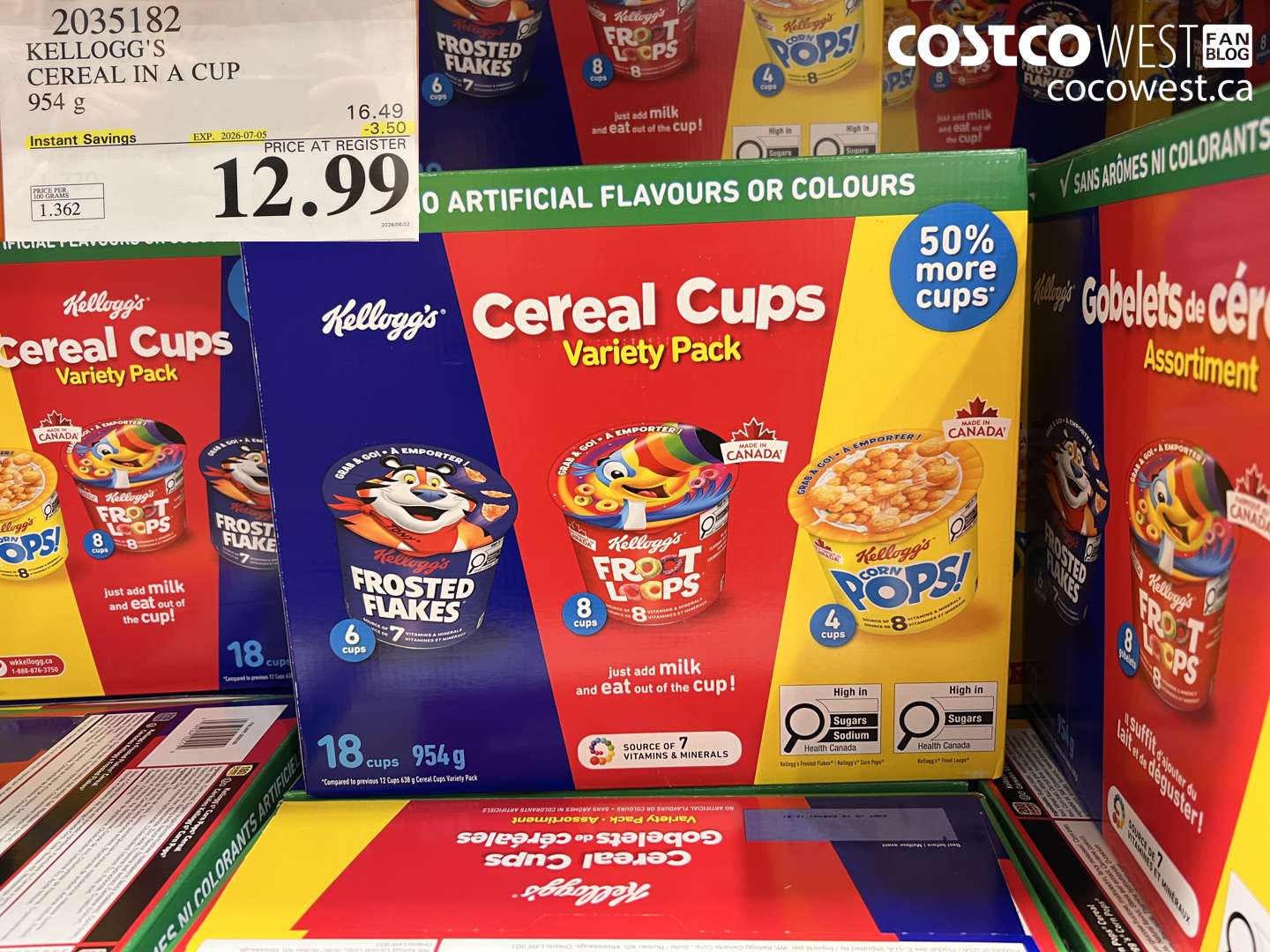 2035182 KELLOGG'S CEREAL IN A CUP 954 G ($3.50 INSTANT SAVINGS EXPIRES ON 2026-07-05) $12.99