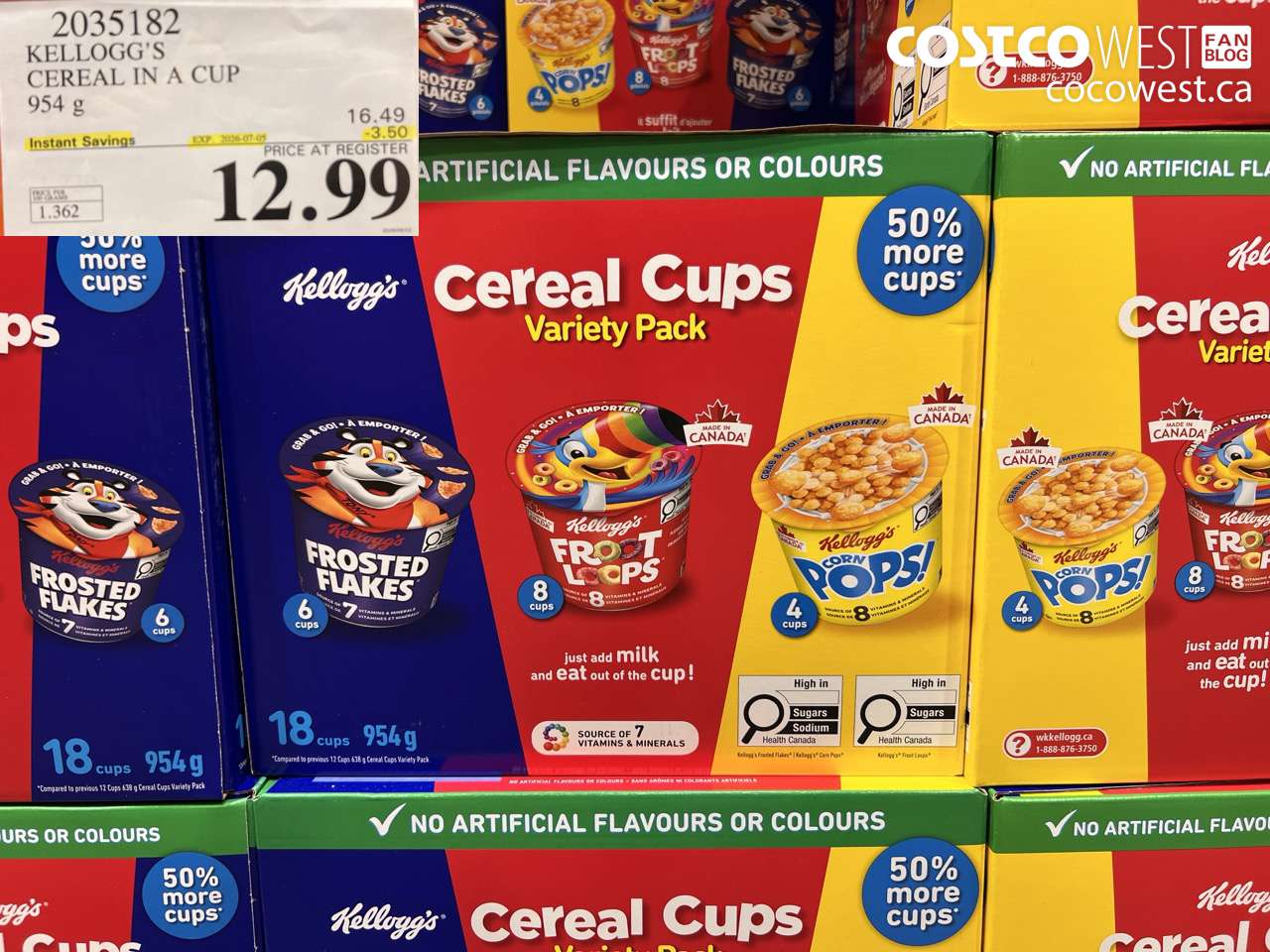 2035182 KELLOGG'S CEREAL IN A CUP 954 G ($3.50 INSTANT SAVINGS EXPIRES ON 2026-07-05) $12.99