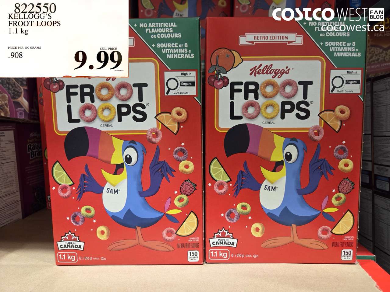 822550 KELLOGG'S FROOT LOOPS 1.1 KG $9.99