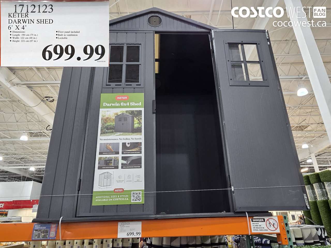 1712123 KETER DARWIN SHED 6' X 4' $699.99