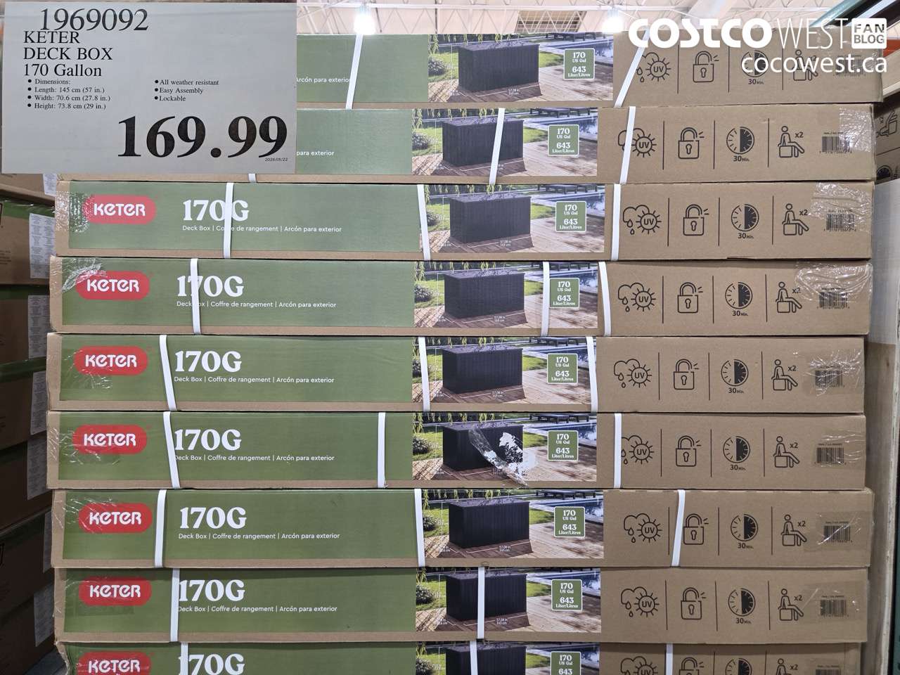 1969092 KETER DECK BOX 170 GALLON $169.99