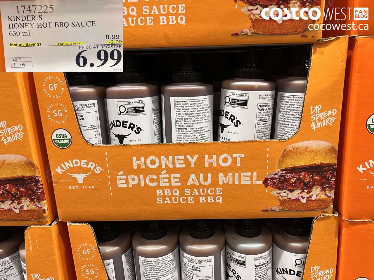 1747225 KINDER'S HONEY HOT BBQ SAUCE 630 ML ($2.00 INSTANT SAVINGS EXPIRES ON 2026-06-14) $6.99
