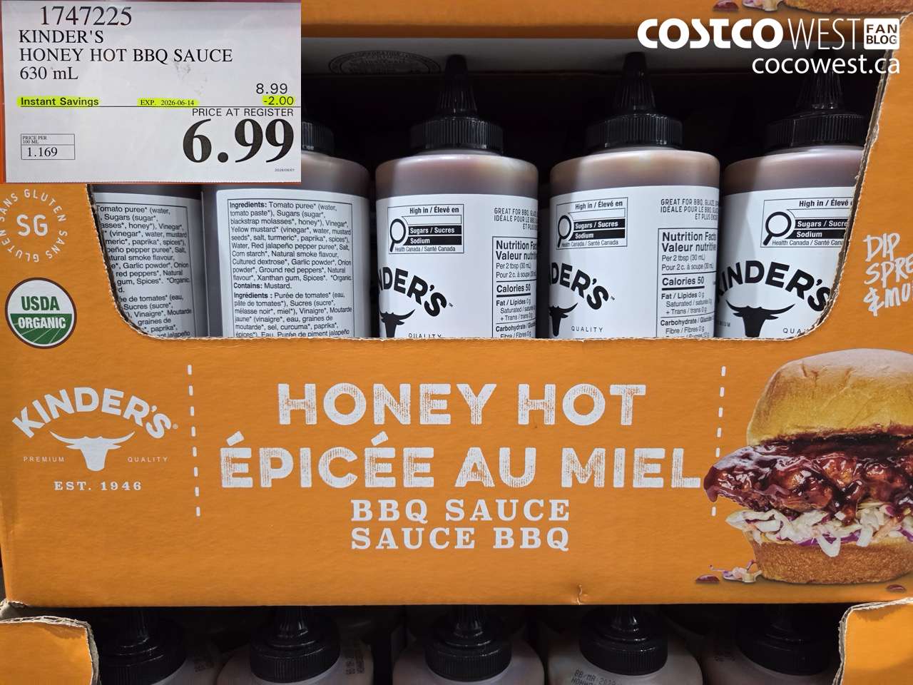 1747225 KINDER'S HONEY HOT BBQ SAUCE 630 ML ($2.00 INSTANT SAVINGS EXPIRES ON 2026-06-14) $6.99
