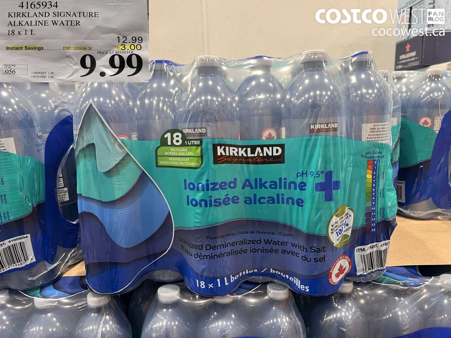4165934 KIRKLAND SIGNATURE ALKALINE WATER 18 X 1 L ($3.00 INSTANT SAVINGS EXPIRES ON 2026-06-28) $9.99
