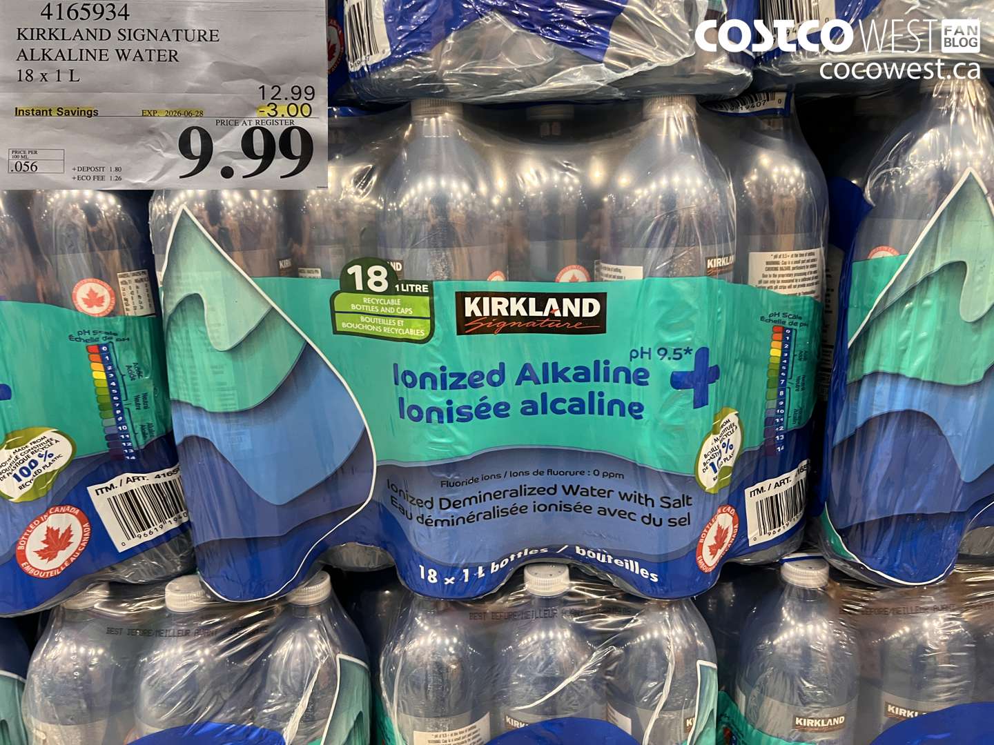 4165934 KIRKLAND SIGNATURE ALKALINE WATER 18 X 1 L ($3.00 INSTANT SAVINGS EXPIRES ON 2026-06-28) $9.99
