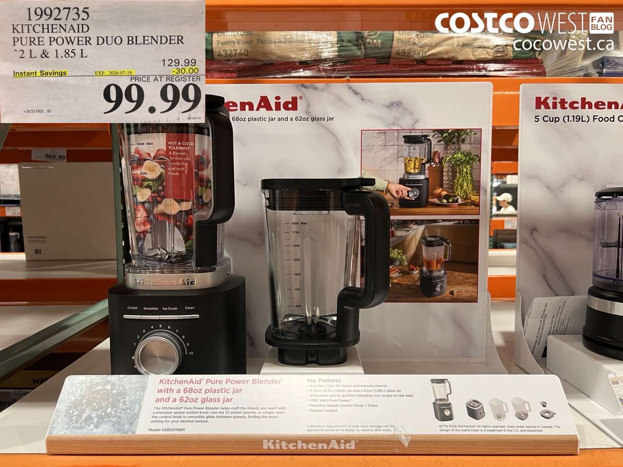 1992735 KITCHENAID PURE POWER DUO BLENDER 2 L & 1.85 L ($30.00 INSTANT SAVINGS EXPIRES ON 2026-07-19) $99.99
