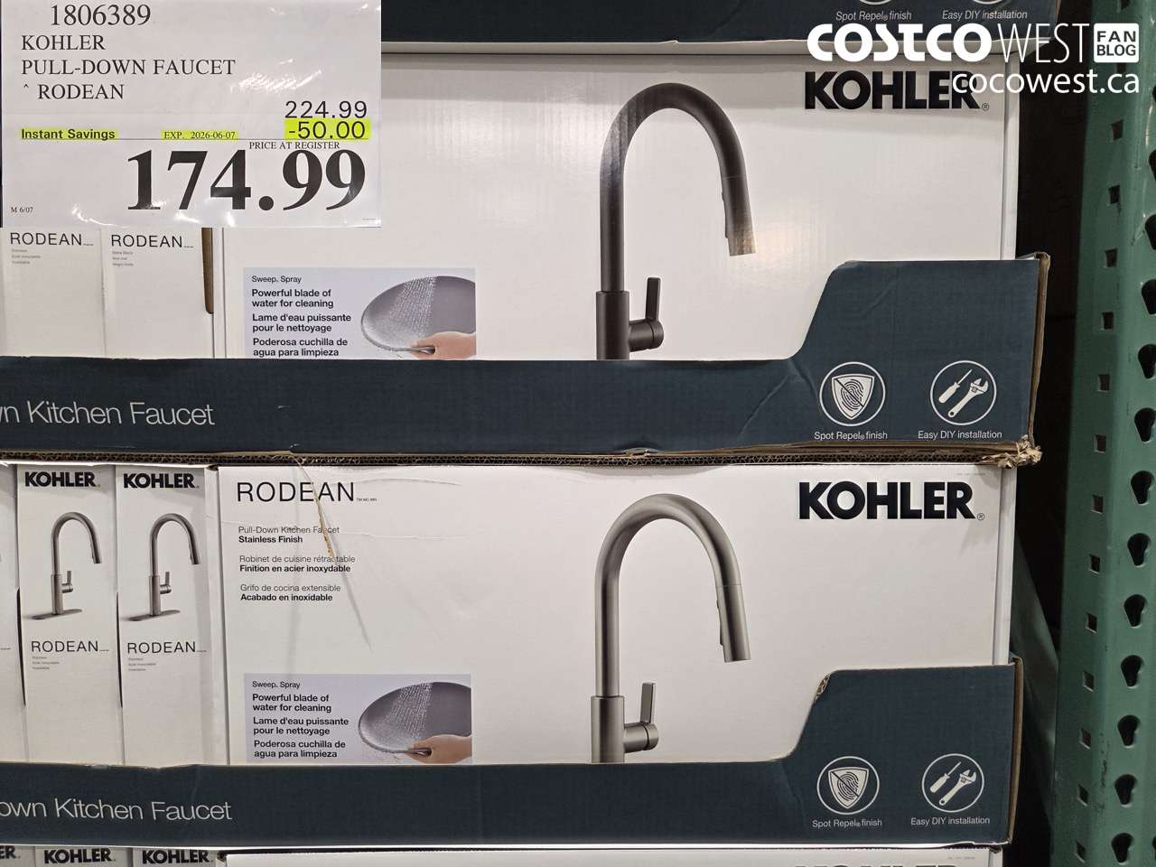 1806389 KOHLER PULL-DOWN FAUCET RODEAN ($50.00 INSTANT SAVINGS EXPIRES ON 2026-06-07) $174.99