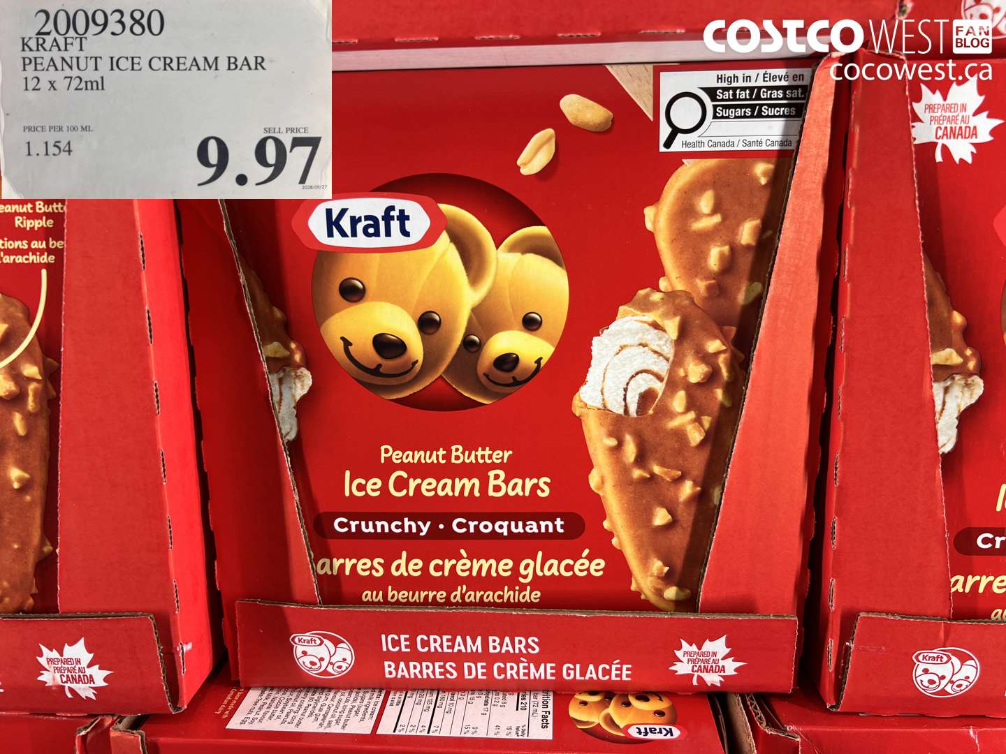 2009380 KRAFT PEANUT ICE CREAM BAR 12 X 72ML $9.97