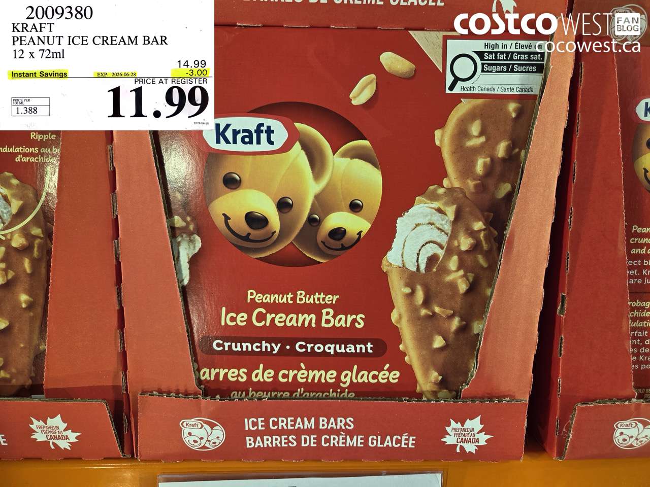 2009380 KRAFT PEANUT ICE CREAM BAR 12 X 72ML ($3.00 INSTANT SAVINGS EXPIRES ON 2026-06-28) $11.99