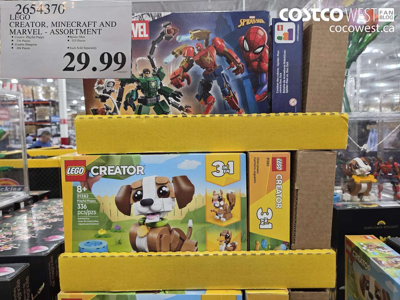 2654370 LEGO CREATOR, MINECRAFT AND MARVEL - ASSORTMENT $29.99