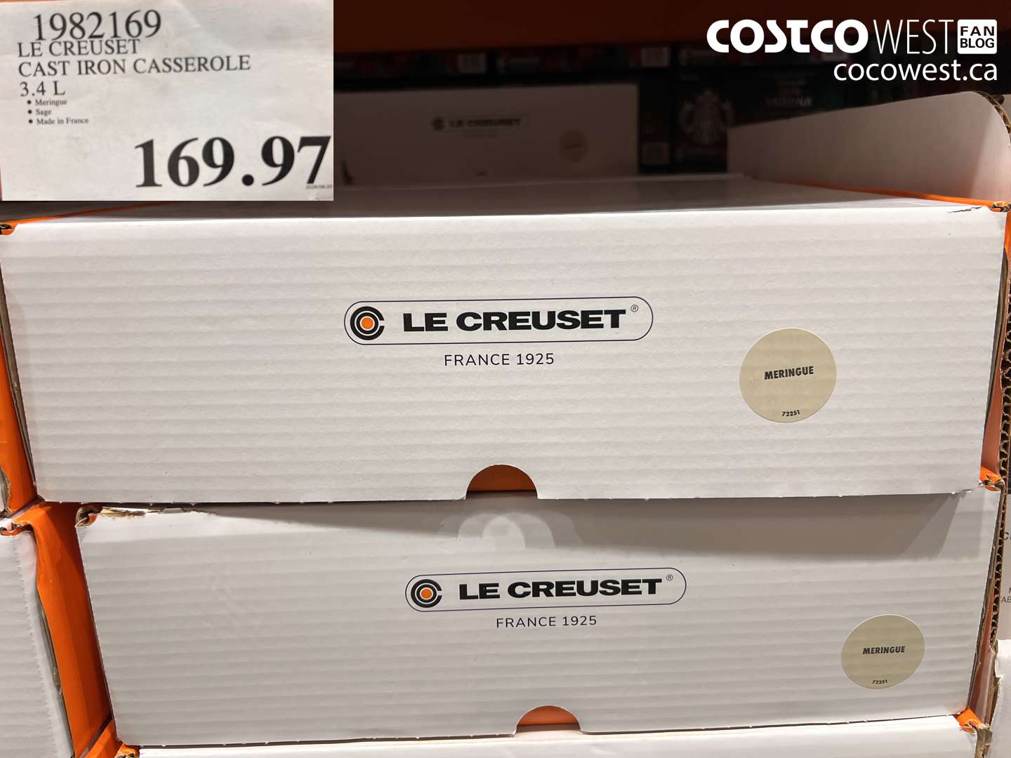1982169 LE CREUSET CAST IRON CASSEROLE 3.4 L $169.97