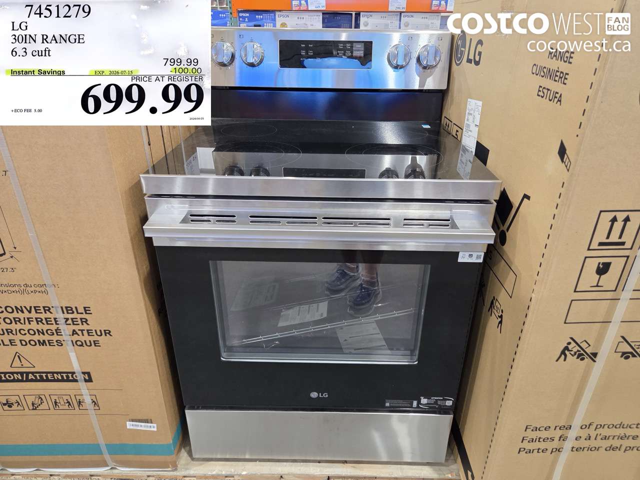 7451279 LG 30IN RANGE 6.3 CUFT ($100.00 INSTANT SAVINGS EXPIRES ON 2026-07-15) $699.99