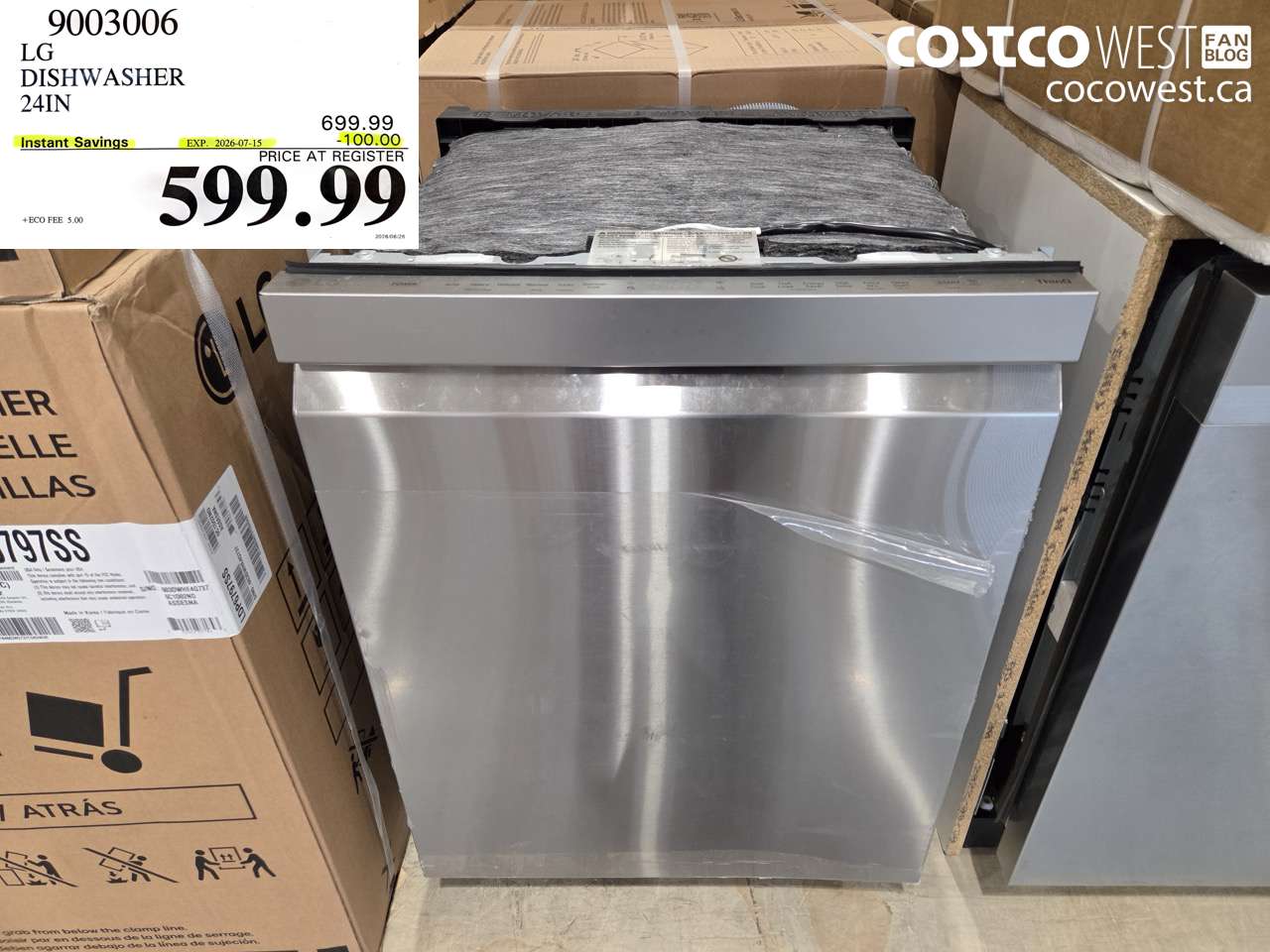 9003006 LG DISHWASHER 24IN ($100.00 INSTANT SAVINGS EXPIRES ON 2026-07-15) $599.99