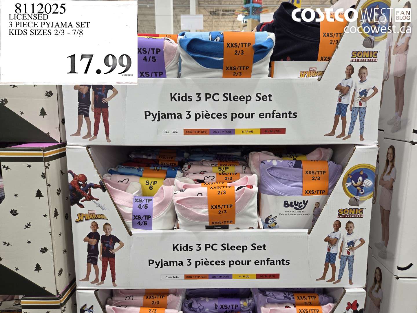 8112025 LICENSED 3 PIECE PYJAMA SET KIDS SIZES 2/3 - 7/8 $17.99