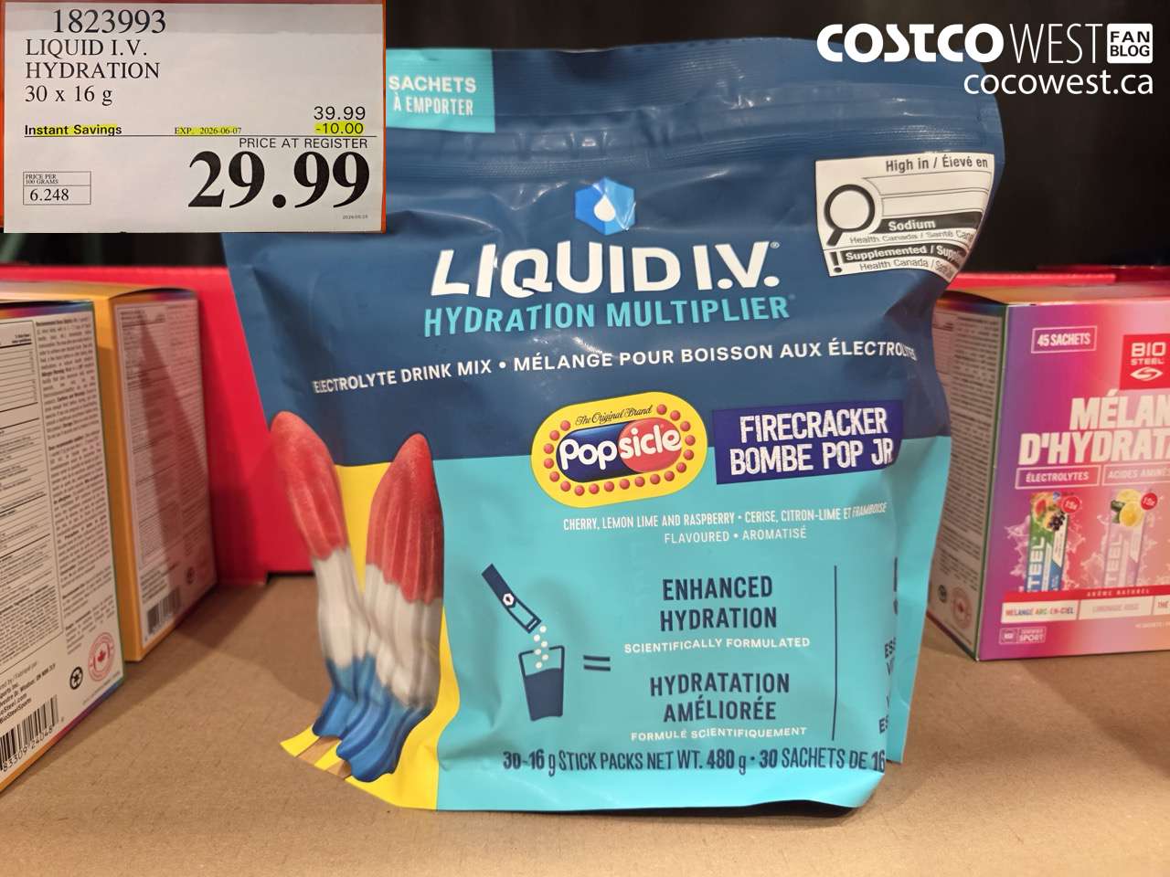 1823993 LIQUID I.V. HYDRATION 30 X 16 G ($10.00 INSTANT SAVINGS EXPIRES ON 2026-06-07) $29.99