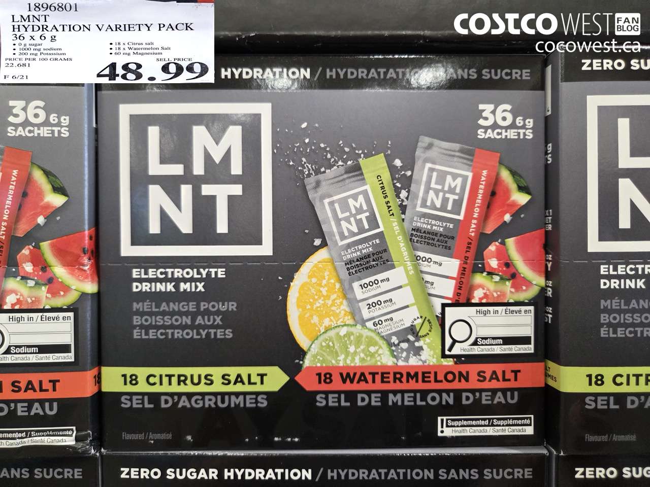 1896801 LMNT HYDRATION VARIETY PACK 36 X 6 G $48.99