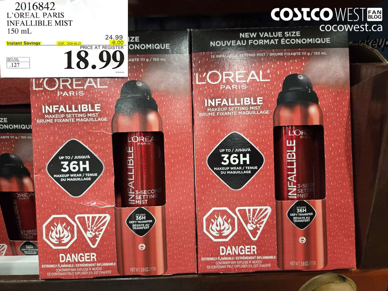 2016842 L'OREAL PARIS INFALLIBLE MIST 150 ML ($6.00 INSTANT SAVINGS EXPIRES ON 2026-06-21) $18.99
