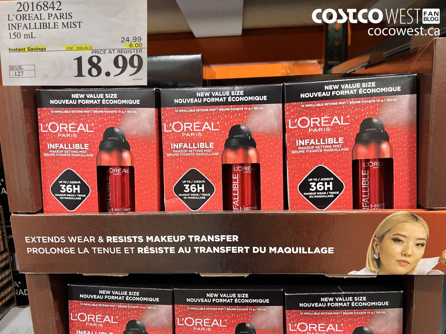 2016842 L'OREAL PARIS INFALLIBLE MIST 150 ML ($6.00 INSTANT SAVINGS EXPIRES ON 2026-06-21) $18.99