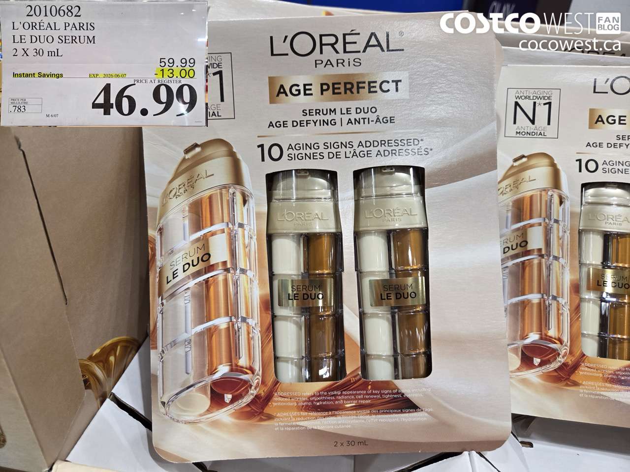 2010682 L'ORÉAL PARIS LE DUO SERUM 2 X 30 ML ($13.00 INSTANT SAVINGS EXPIRES ON 2026-06-07) $46.99