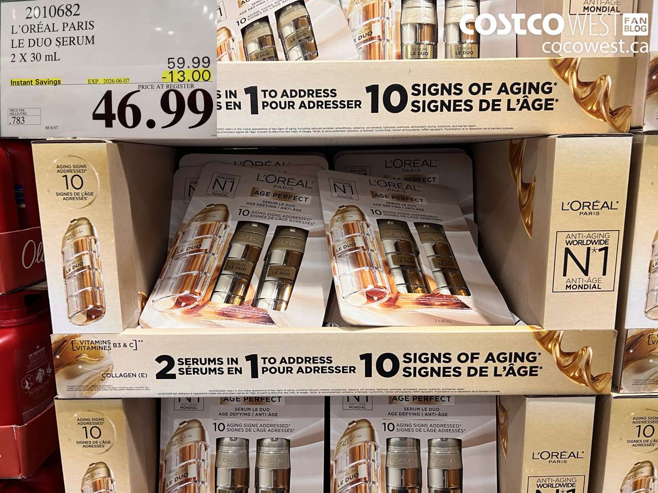 2010682 L'ORÉAL PARIS LE DUO SERUM 2 X 30 ML ($13.00 INSTANT SAVINGS EXPIRES ON 2026-06-07) $46.99