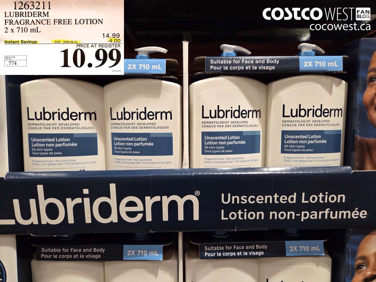 1263211 LUBRIDERM FRAGRANCE FREE LOTION 2 X 710 ML ($4.00 INSTANT SAVINGS EXPIRES ON 2026-06-21) $10.99