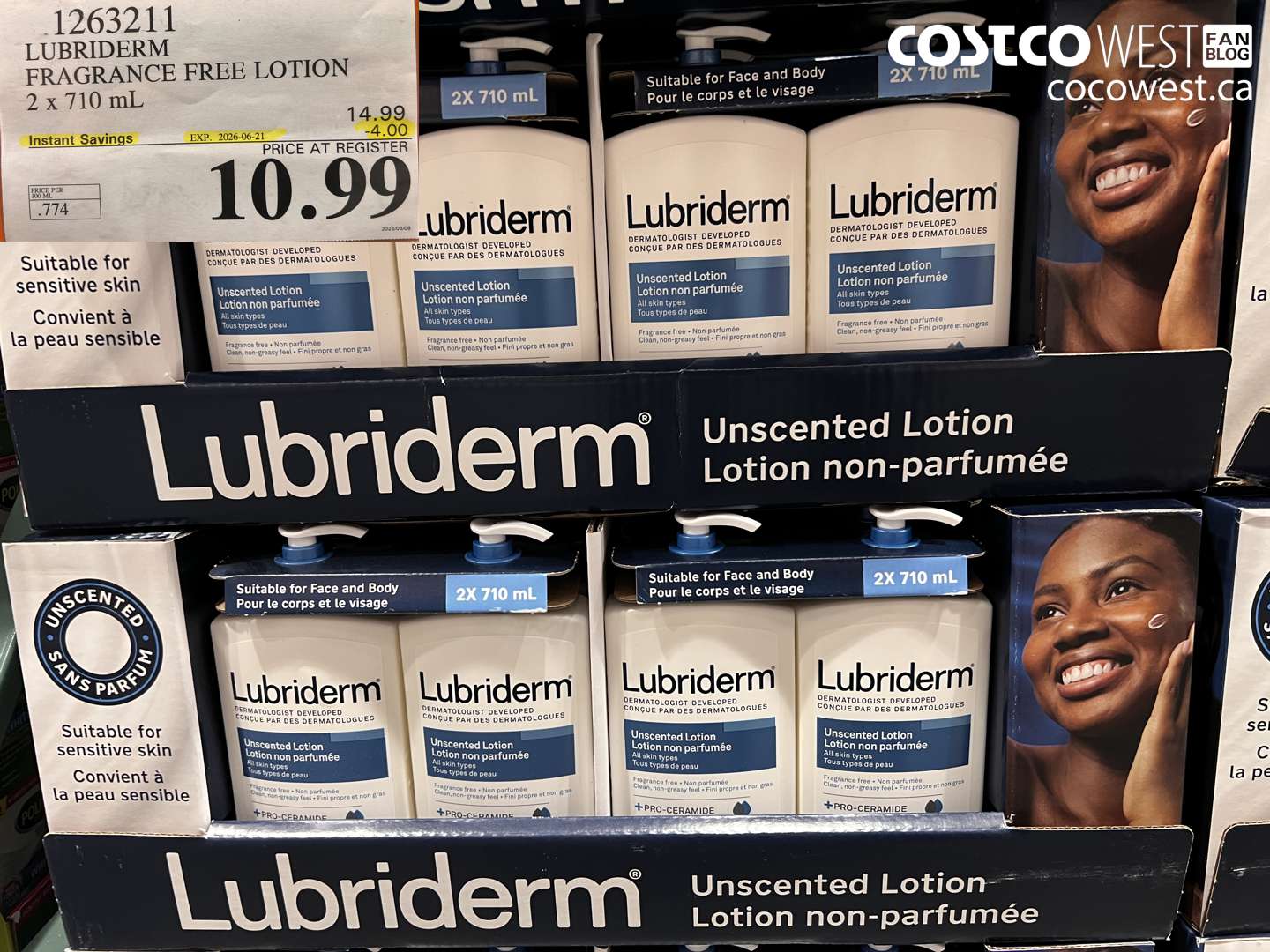 1263211 LUBRIDERM FRAGRANCE FREE LOTION 2 X 710 ML ($4.00 INSTANT SAVINGS EXPIRES ON 2026-06-21) $10.99