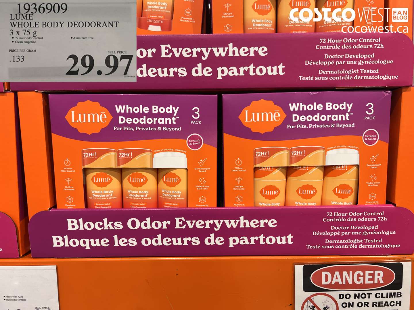 1936909 LUME WHOLE BODY DEODORANT 3 X 75 G $29.97