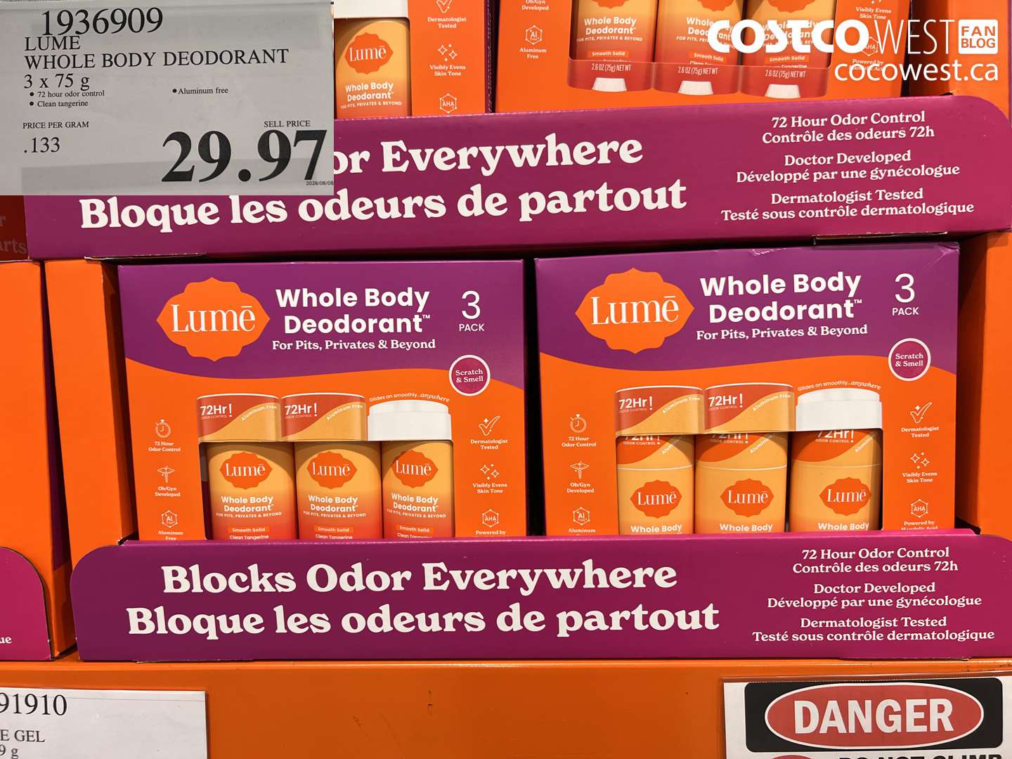 1936909 LUME WHOLE BODY DEODORANT 3 X 75 G $29.97