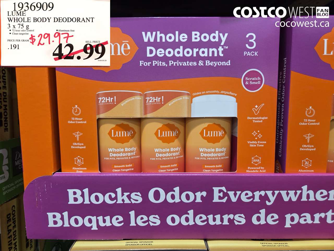 1936909 LUME WHOLE BODY DEODORANT 3 X 75 G $29.97