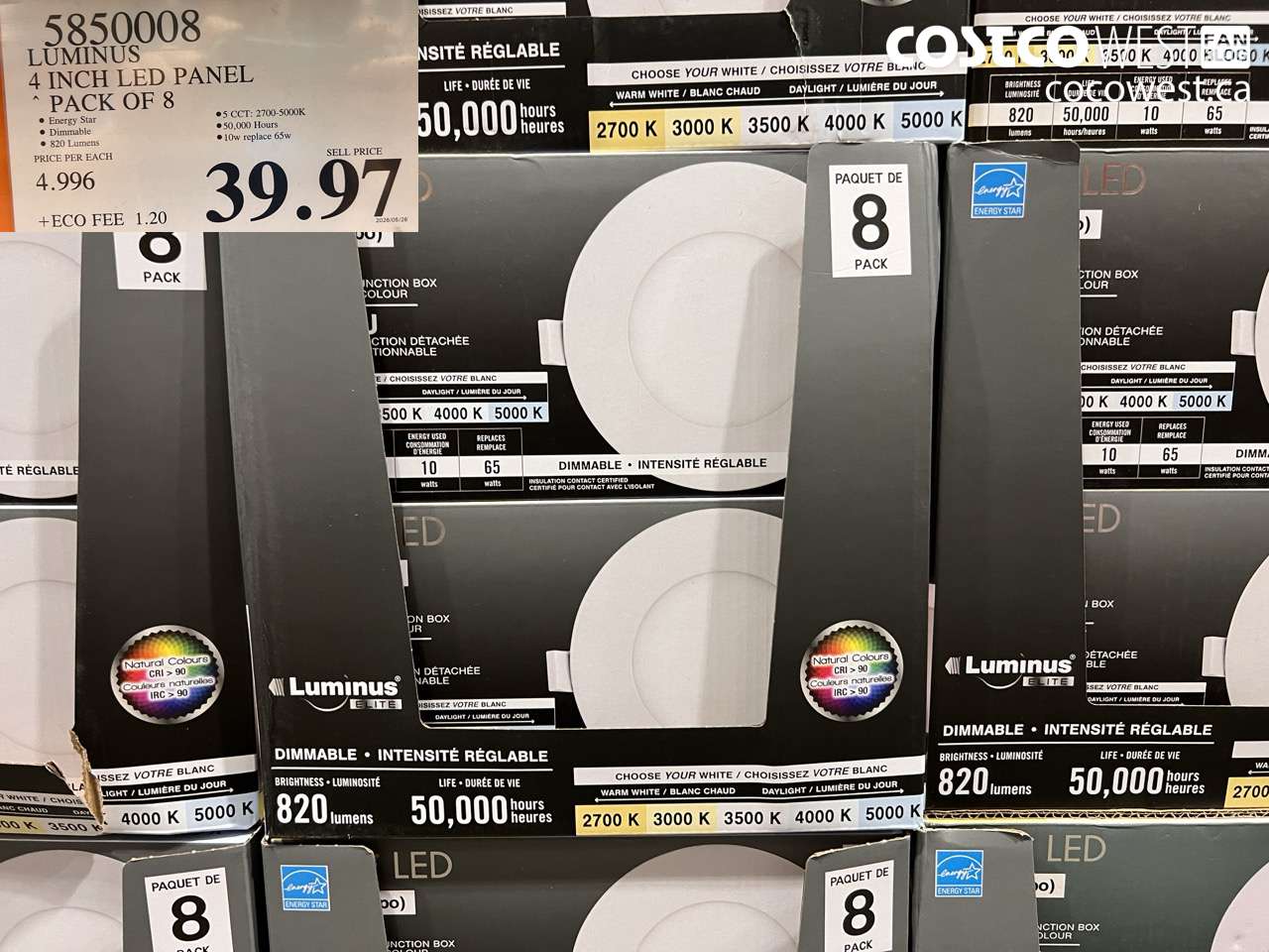 5850008 LUMINUS 4 INCH LED PANEL PACK OF 8 $39.97