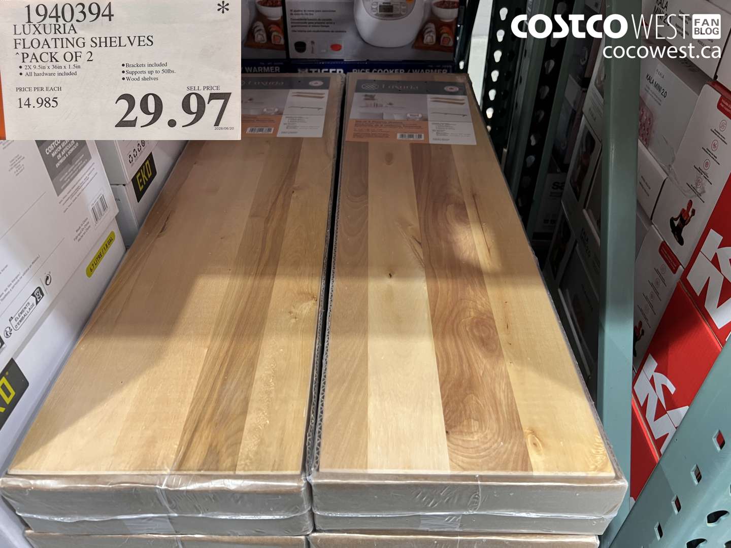 1940394 LUXURIA FLOATING SHELVES PACK OF 2 $29.97