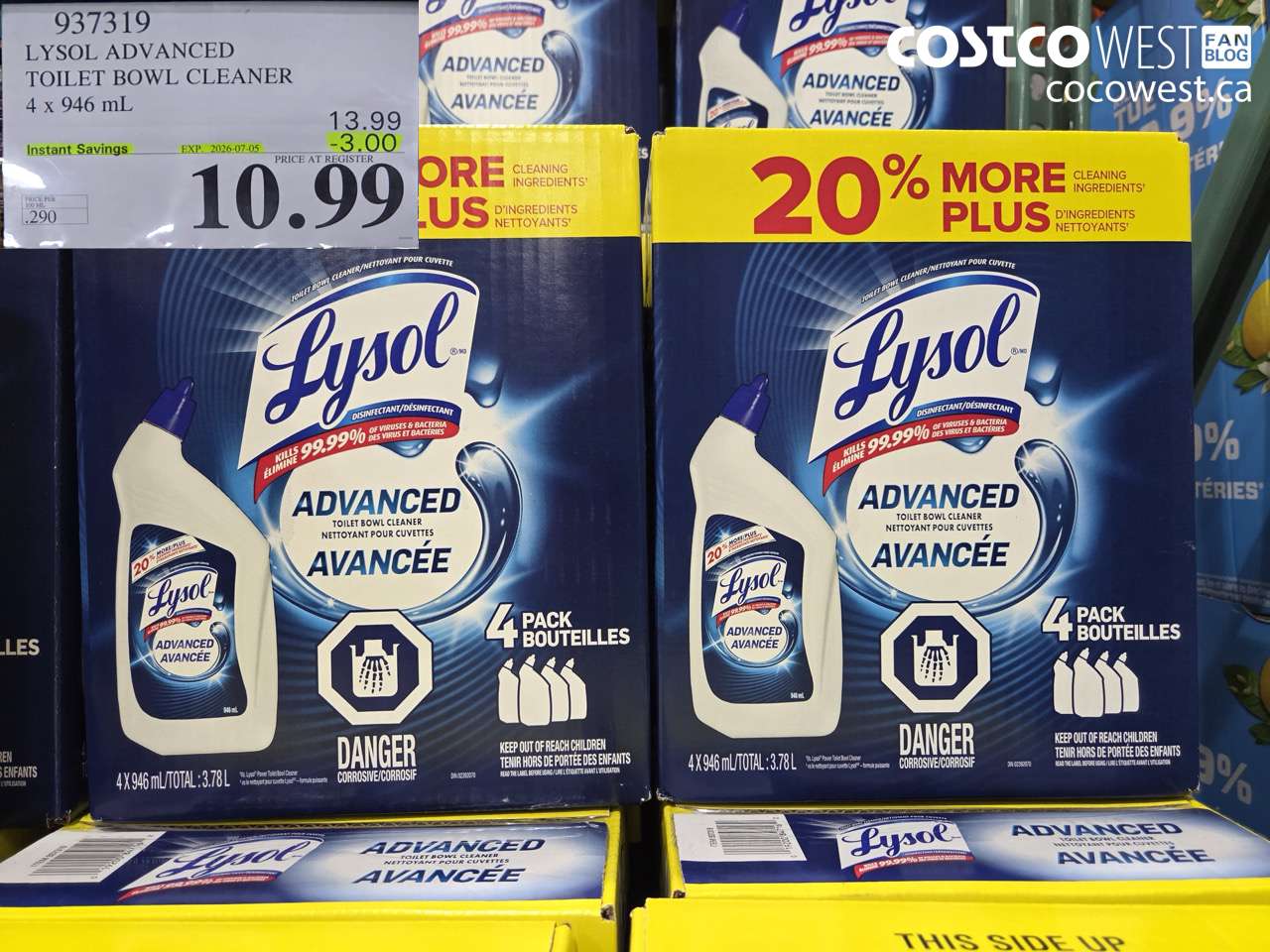 937319 LYSOL ADVANCED TOILET BOWL CLEANER 4 X 946 ML ($3.00 INSTANT SAVINGS EXPIRES ON 2026-07-05) $10.99