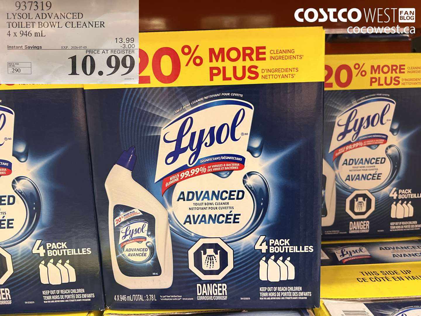 937319 LYSOL ADVANCED TOILET BOWL CLEANER 4 X 946 ML ($3.00 INSTANT SAVINGS EXPIRES ON 2026-07-05) $10.99