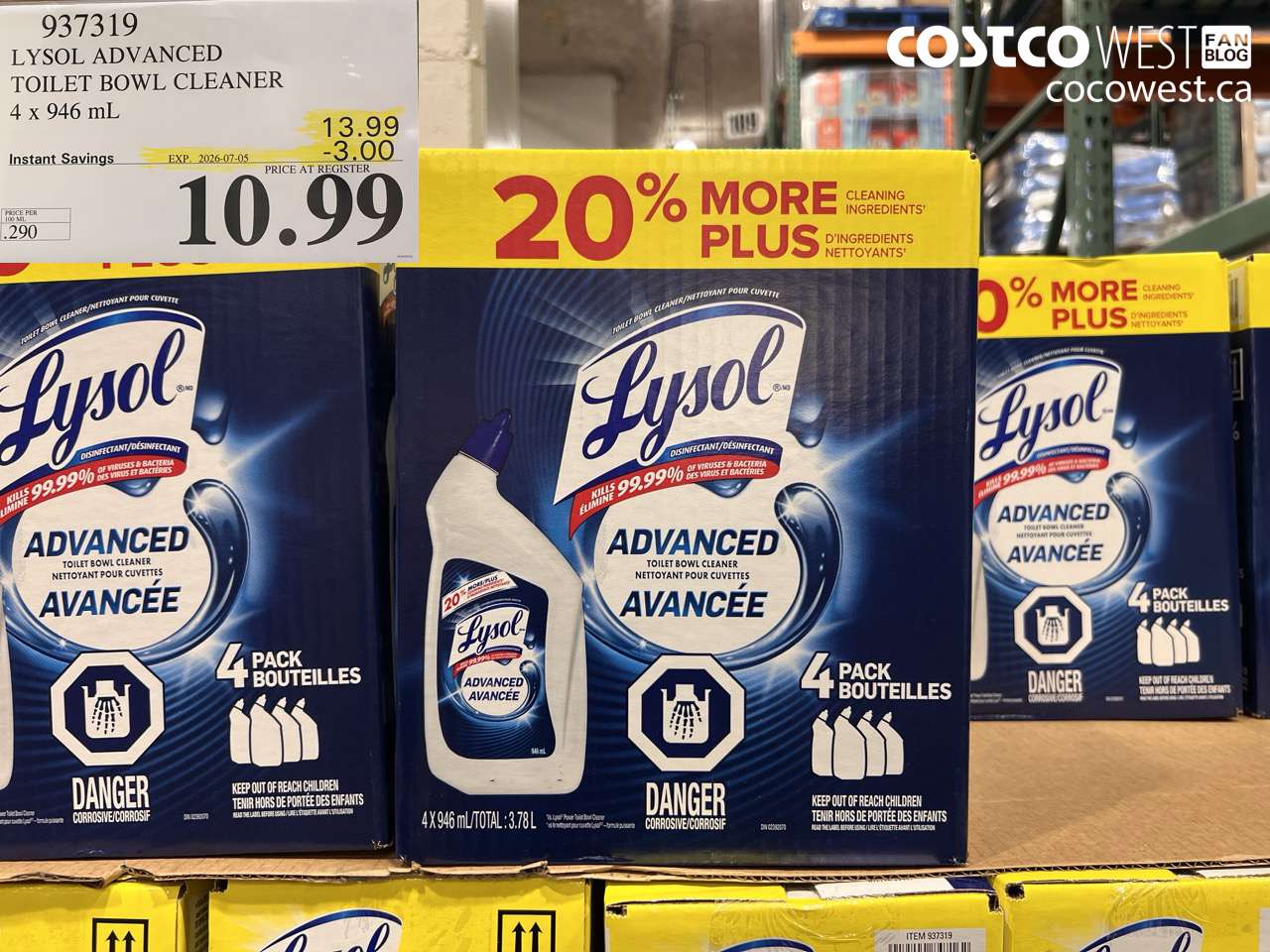 937319 LYSOL ADVANCED TOILET BOWL CLEANER 4 X 946 ML ($3.00 INSTANT SAVINGS EXPIRES ON 2026-07-05) $10.99