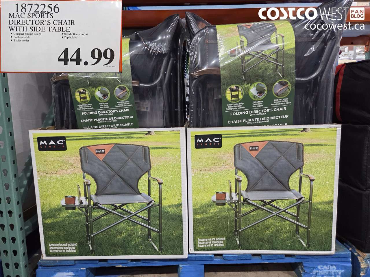 1872256 MAC SPORTS DIRECTOR'S CHAIR WITH SIDE TABLE $44.99
