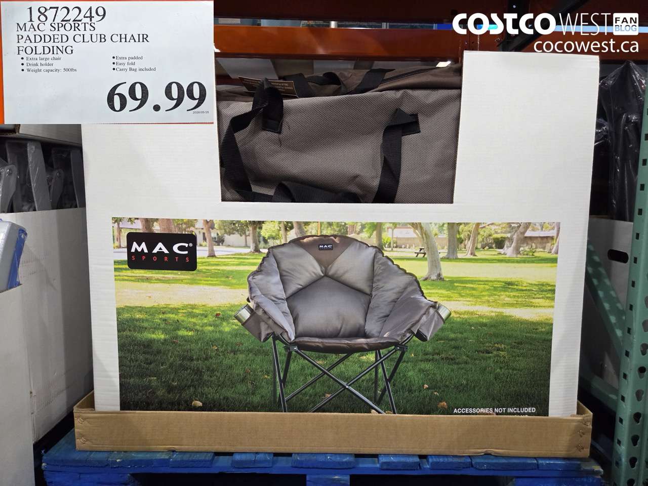 1872249 MAC SPORTS PADDED CLUB CHAIR FOLDING $69.99