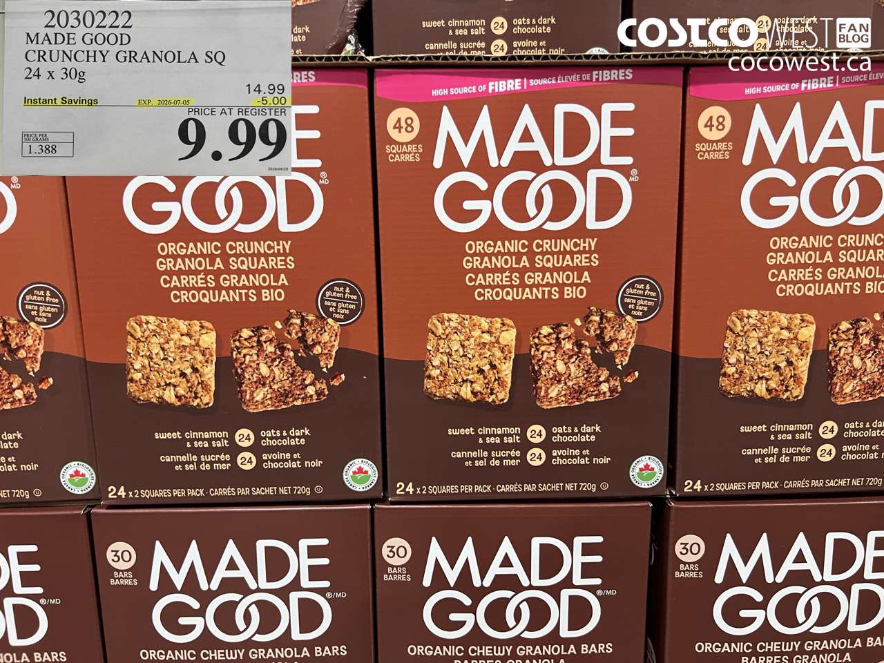 2030222 MADE GOOD CRUNCHY GRANOLA SQ 24 X 30G ($5.00 INSTANT SAVINGS EXPIRES ON 2026-07-05) $9.99