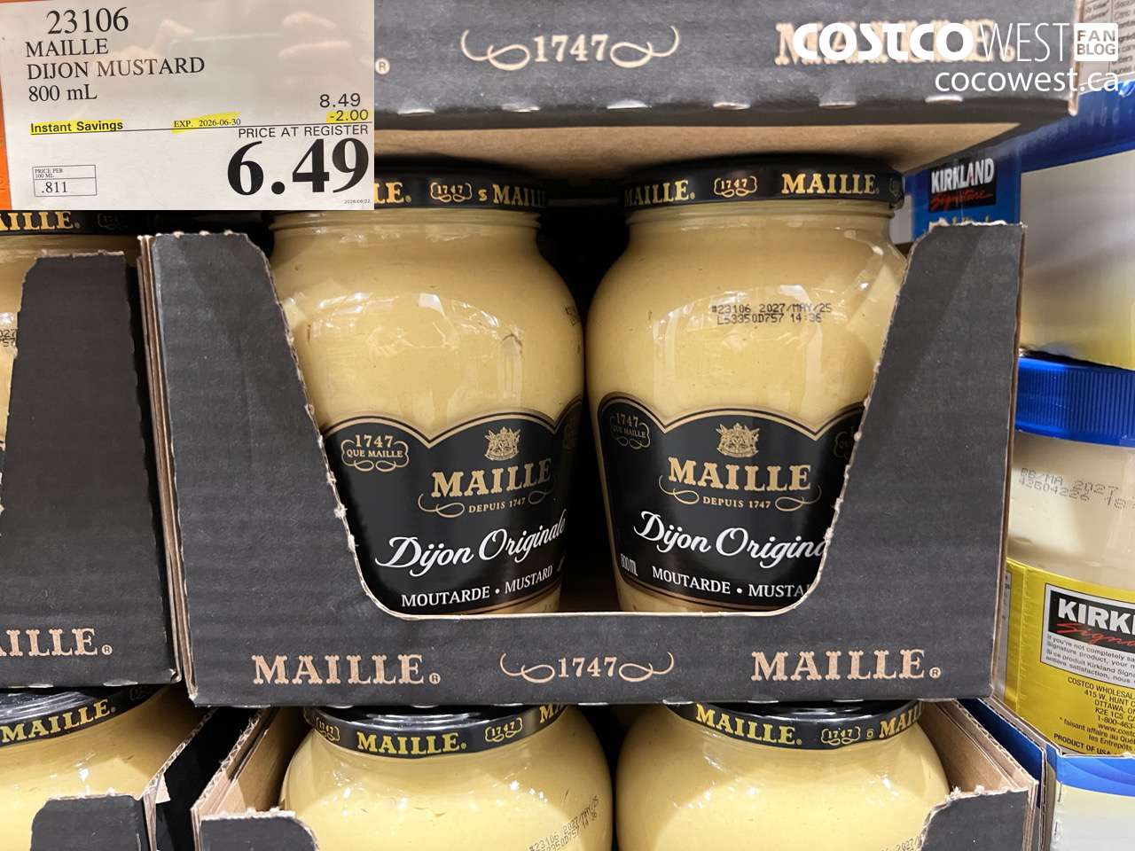 23106 MAILLE DIJON MUSTARD 800 ML ($2.00 INSTANT SAVINGS EXPIRES ON 2026-06-30) $6.49