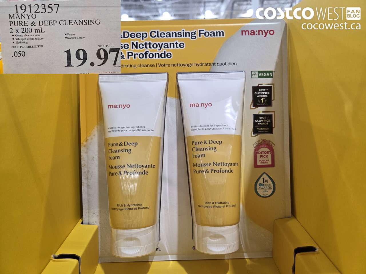 1912357 MANYO PURE & DEEP CLEANSING 2 X 200 ML $19.97