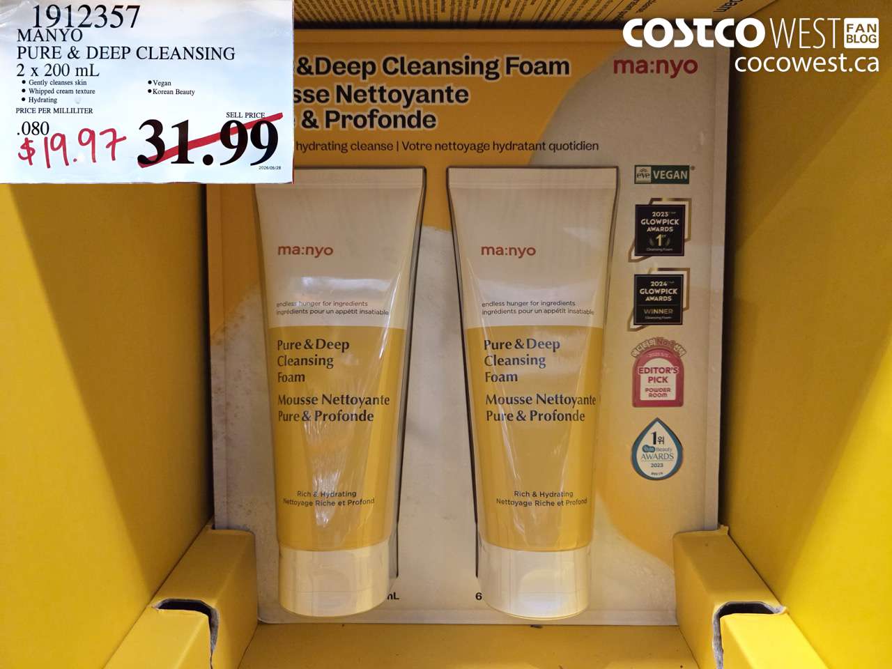 1912357 MANYO PURE & DEEP CLEANSING 2 X 200 ML $19.97