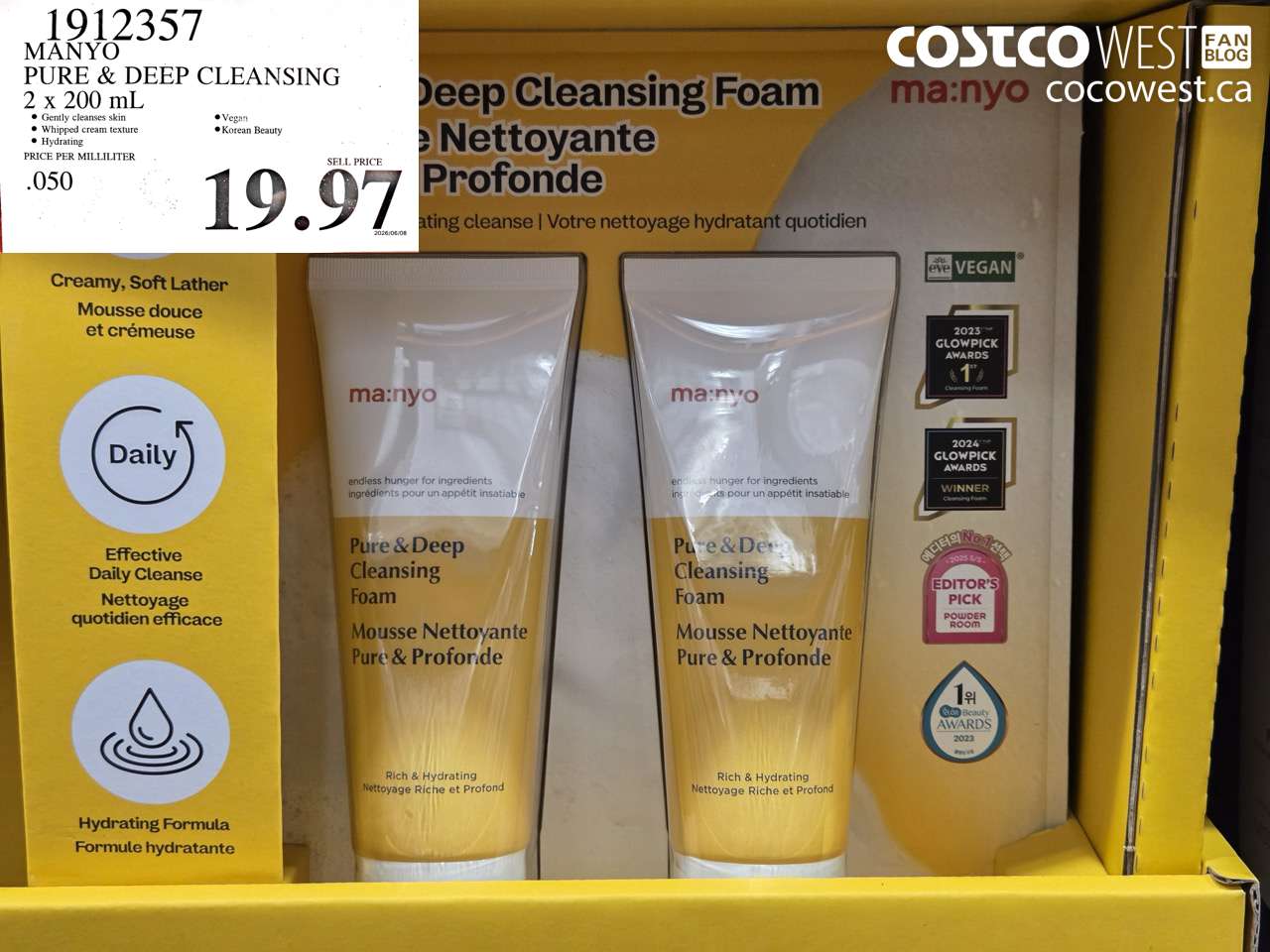 1912357 MANYO PURE & DEEP CLEANSING 2 X 200 ML $19.97