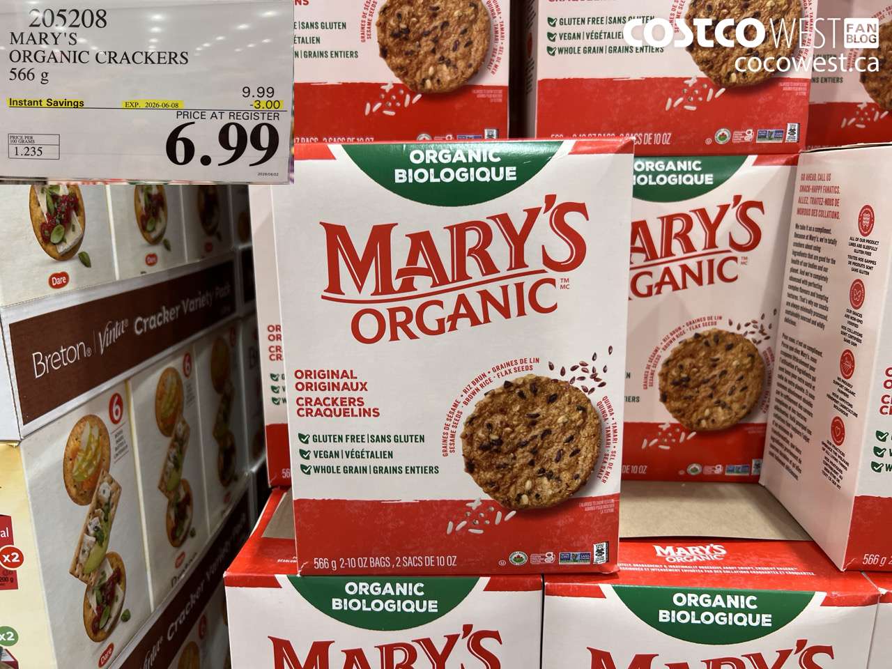 205208 MARY'S ORGANIC CRACKERS 566 G ($3.00 INSTANT SAVINGS EXPIRES ON 2026-06-08) $6.99