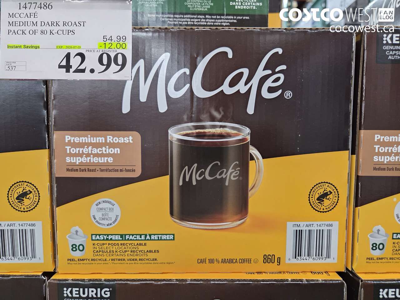 1477486 MCCAFÉ MEDIUM DARK ROAST PACK OF 80 K-CUPS ($12.00 INSTANT SAVINGS EXPIRES ON 2026-07-05) $42.99