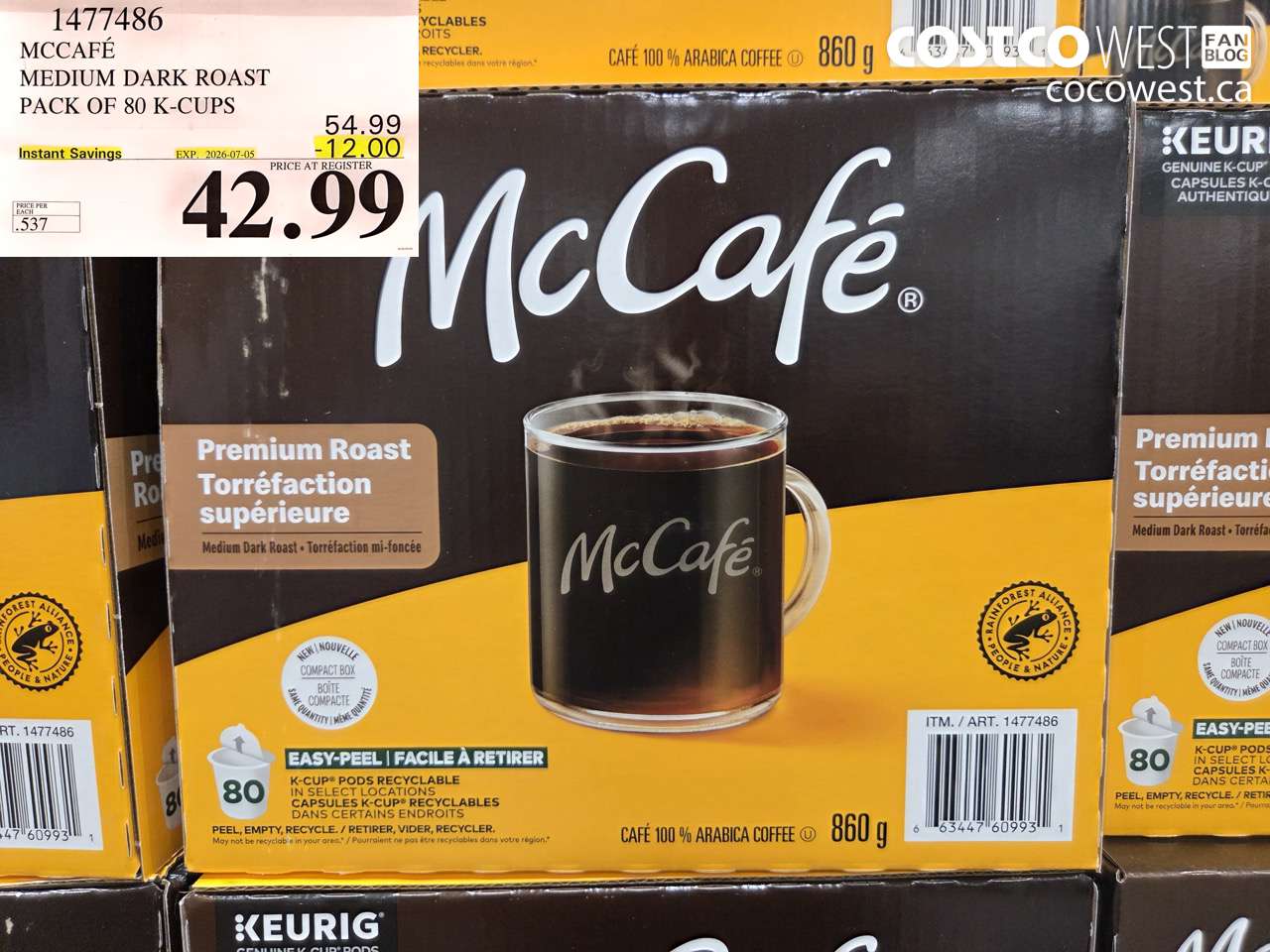 1477486 MCCAFÉ MEDIUM DARK ROAST PACK OF 80 K-CUPS ($12.00 INSTANT SAVINGS EXPIRES ON 2026-07-05) $42.99