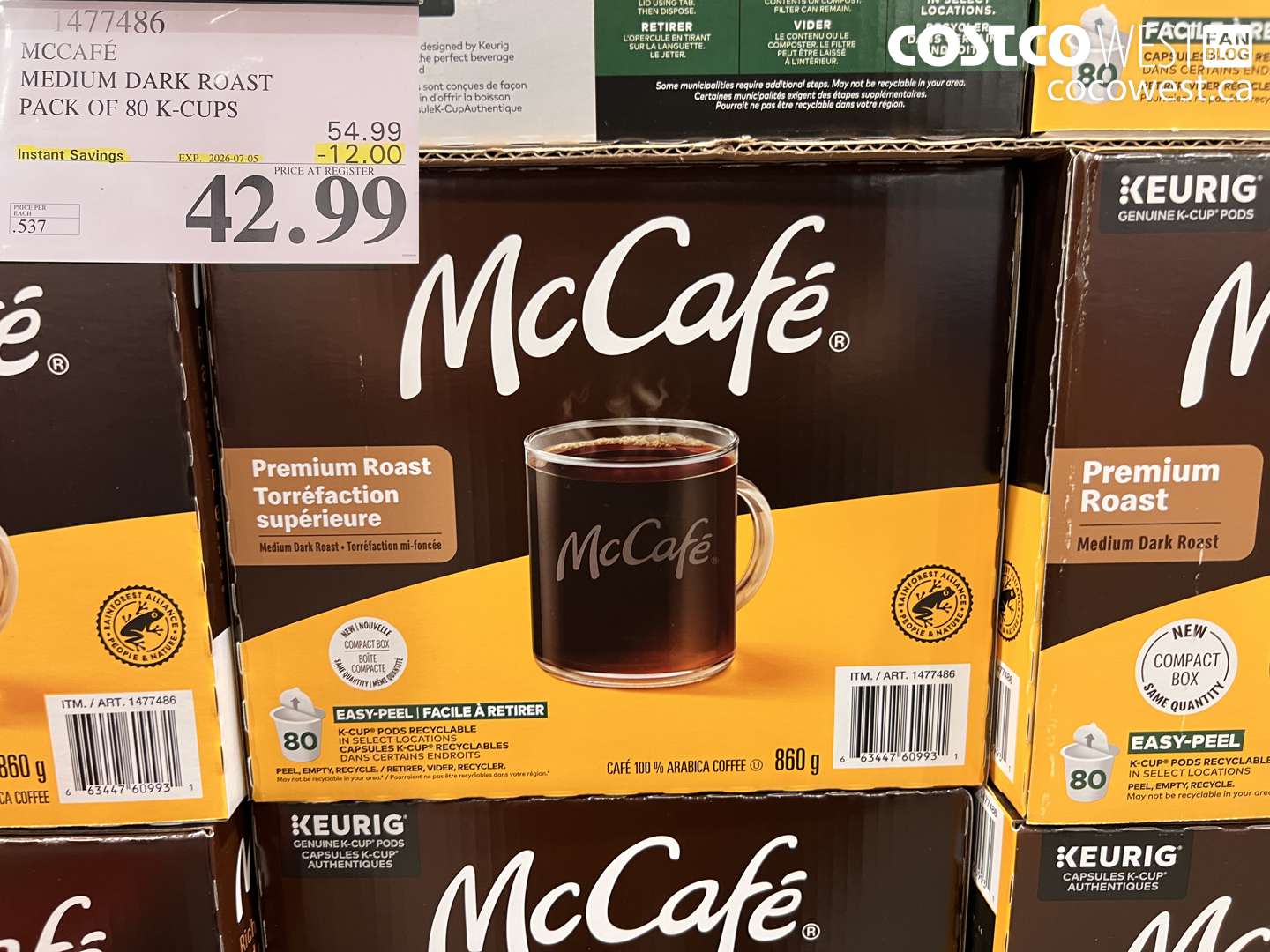 1477486 MCCAFÉ MEDIUM DARK ROAST PACK OF 80 K-CUPS ($12.00 INSTANT SAVINGS EXPIRES ON 2026-07-05) $42.99
