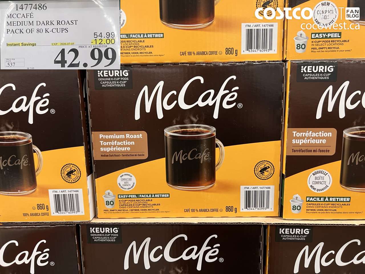 1477486 MCCAFÉ MEDIUM DARK ROAST PACK OF 80 K-CUPS ($12.00 INSTANT SAVINGS EXPIRES ON 2026-07-05) $42.99