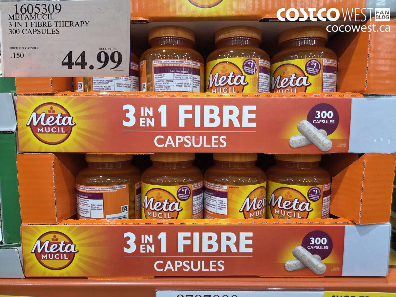 1605309 METAMUCIL 3 IN 1 FIBRE THERAPY 300 CAPSULES $44.99